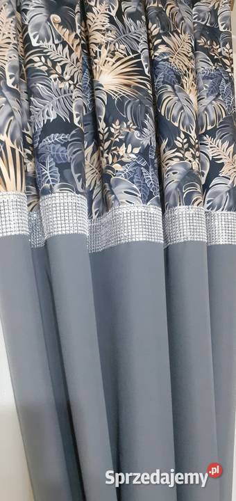 Zasłony szary liść monstera Wyposażenie wnętrz sprzedam