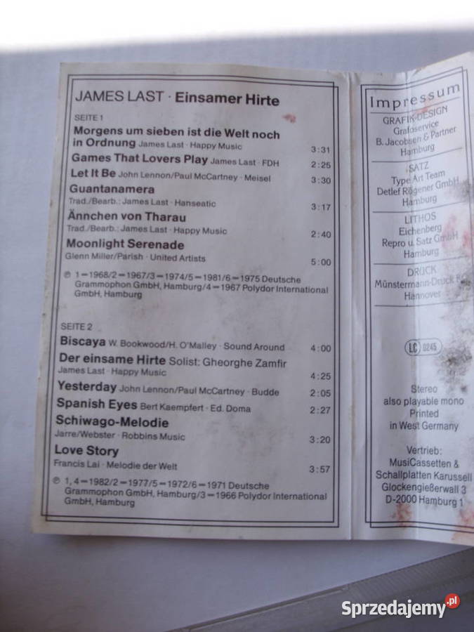 Kaseta audio JAMES LASTEISAMER HIRTE Płyty i kasety Wołów