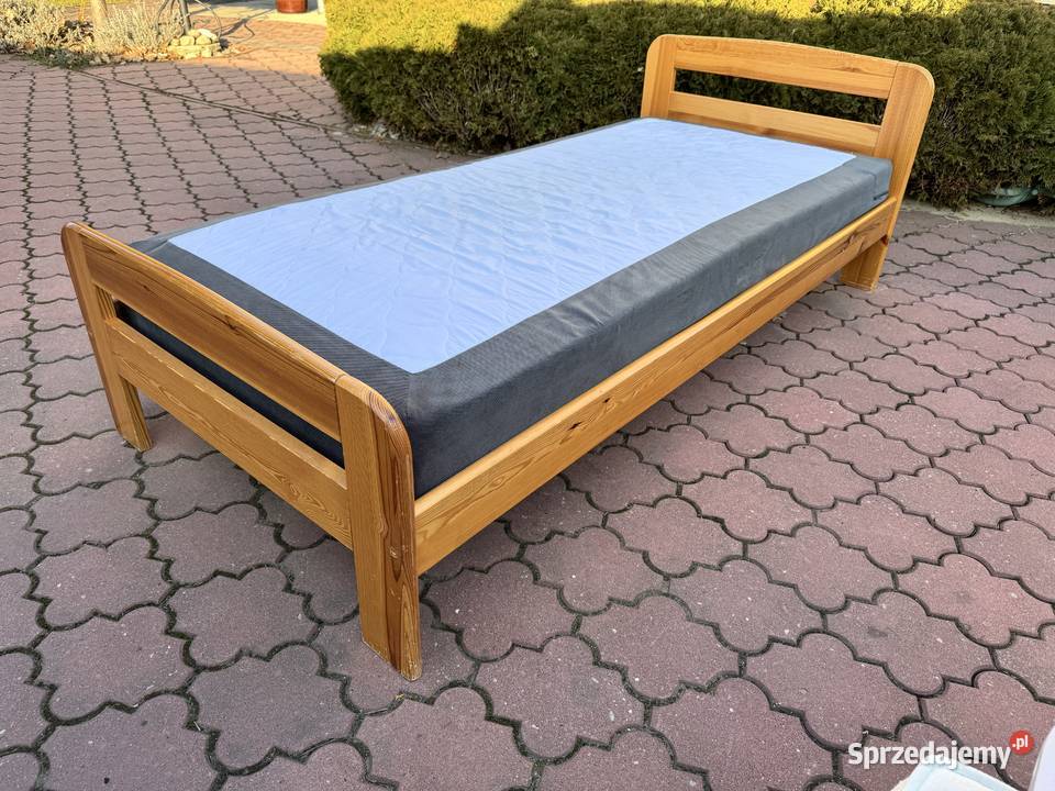 Łóżko drewniane 90x200 sosnowe materac rama Garwolin