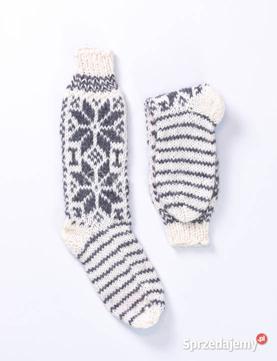 Wysokie ciepłe wełniane skarpetki z góralskim Szaflary sprzedam