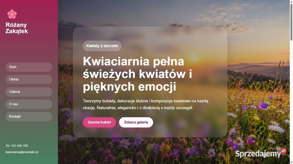 Różany Zakątek Nowoczesna Strona WWW Kwiaciarni Szczecin