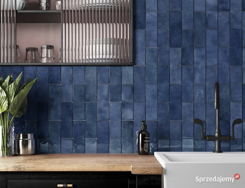 płytki ścienne cegiełki blue 65x20 nowość połysk Zakopane