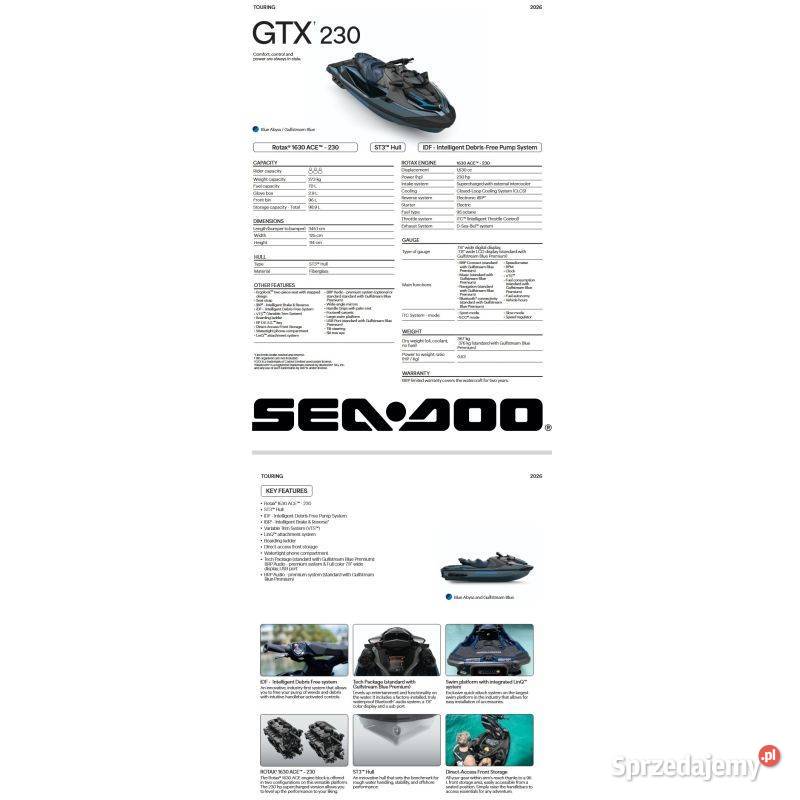 Skuter wodny Seadoo GTX 230 Blue Abyss Nowy Sącz