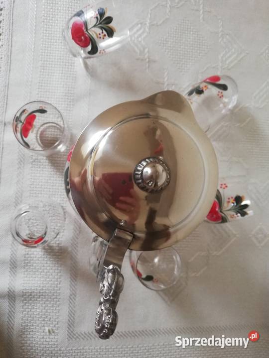 Dzbanek karafka ze szklaneczkami Porcelana i szkło małopolskie