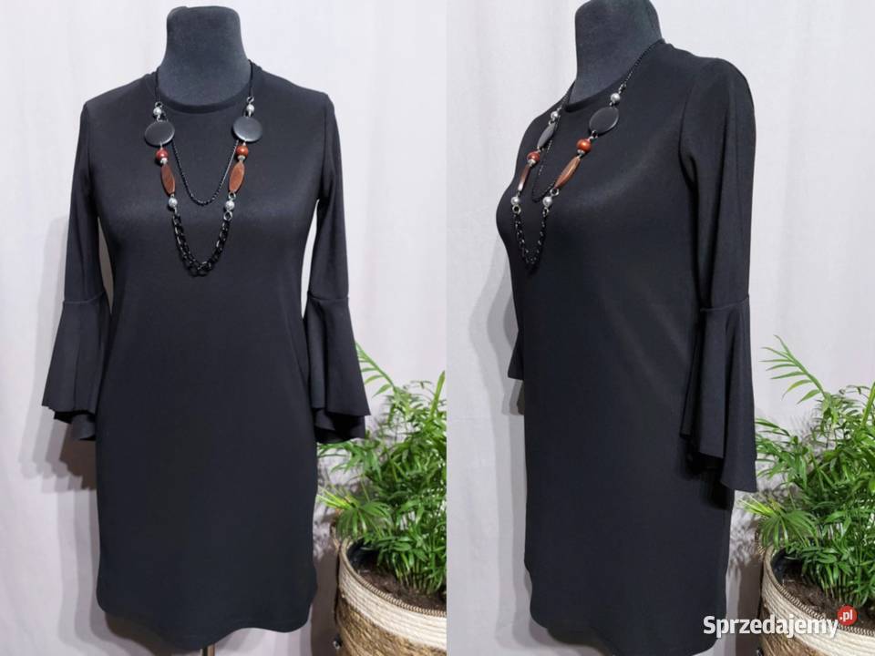 Czarna sukienka prążkowana trapezowa do kolan Moda i Styl Złoczew sprzedam