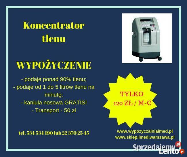 Koncentrator Tlenu wynajem 150 zlmiesiąc Warszawa uroda
