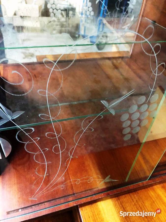 Kredens etażerka piękne zdobienia Vintage PRL Kalwaria Zebrzydowska