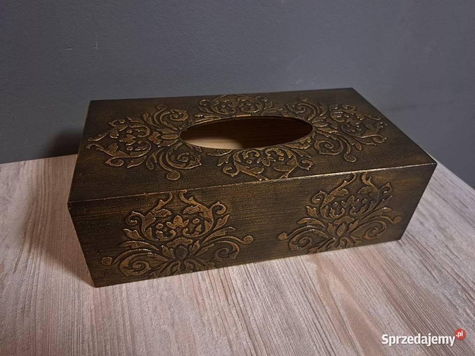 Chustecznik drewniany 3D ornamenty złoto opolskie