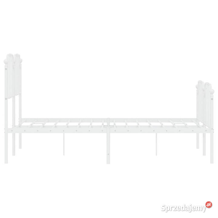 Łóżko Metalowe Białe Rama Łóżka Ze Stelażem 207cm