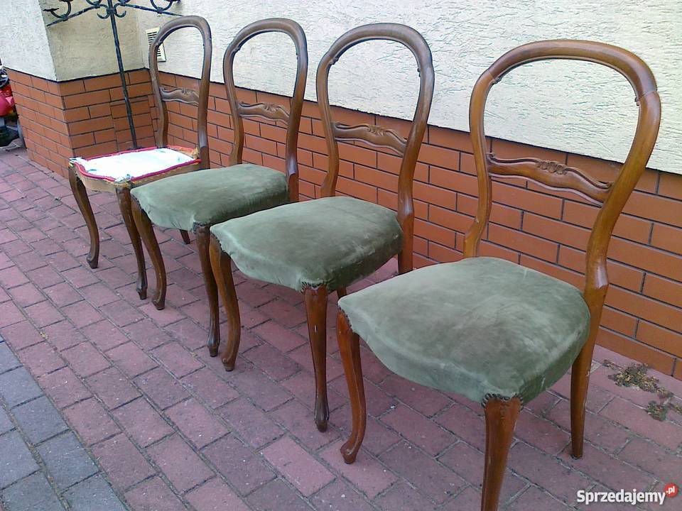 Krzesła ludwik filip, stylowe na giętych nóżkach, drewniane