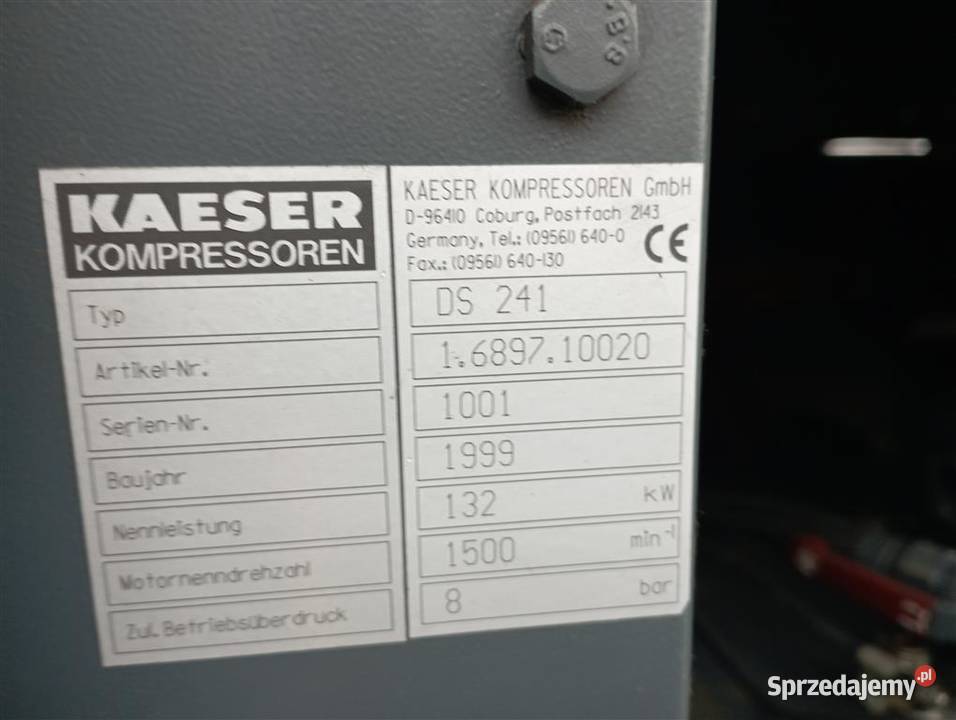 Sprężarka śrubowa kompresor KAESER DS241 132kw Wilków sprzedam