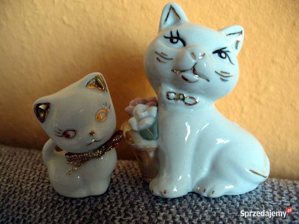 Kotek Figura porcelana 2 sztuki mały i duży 8 i Siedlce sprzedam