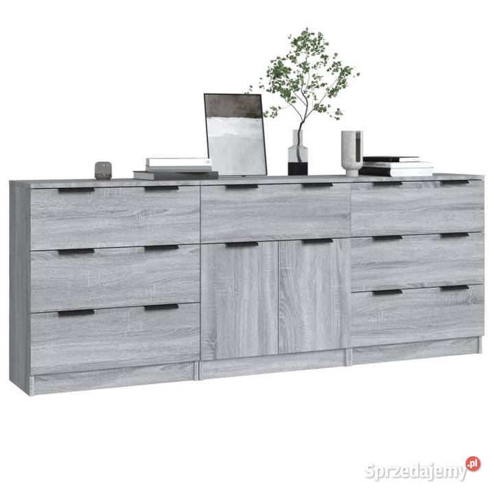 Szafki 3 szary dąb sonoma materiał Warszawa