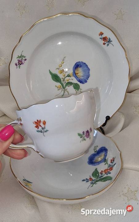 MeissenMiśni porcelanowe trio śniadaniowe Sadurki