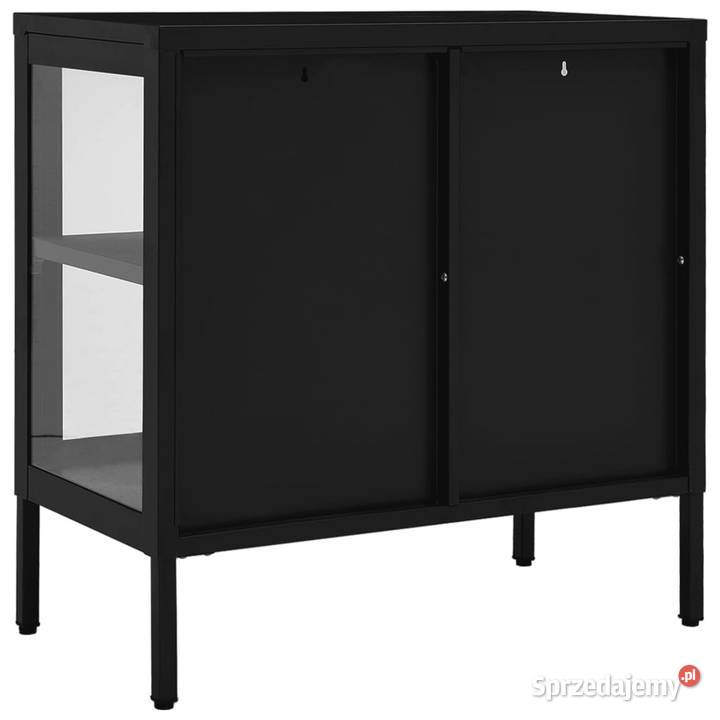 Szafka boczna czarna 70x35x70 stal i szkło Pozostałe mazowieckie Warszawa