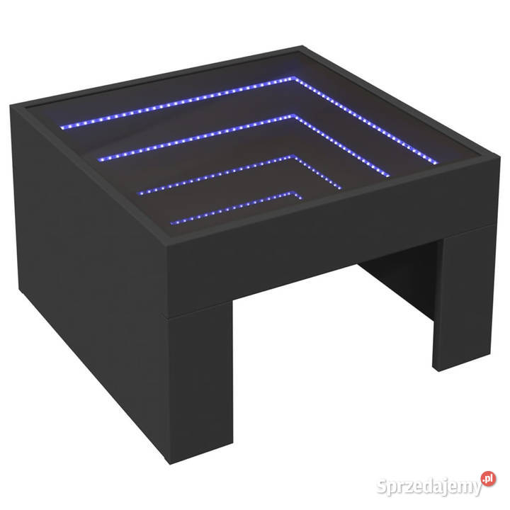 Stolik kawowy z LED Infinity czarny 50x50x30