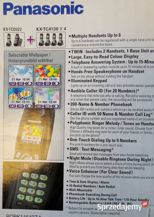 Panasonic KXTCD322 kolorowy ekran DECT telefon Szczytna