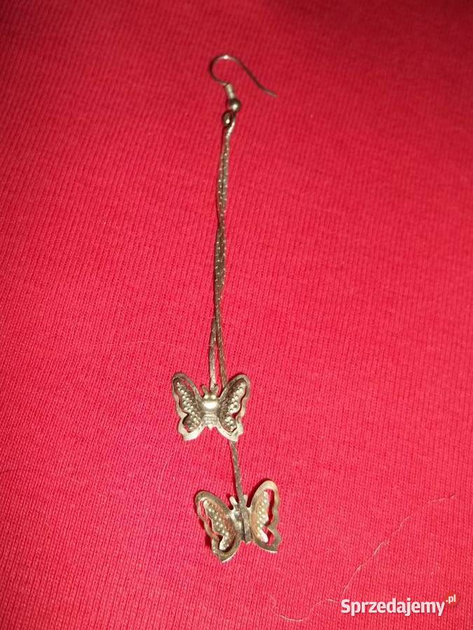 Kolczyk pojedynczy wiszącyDwa motylki Łódź