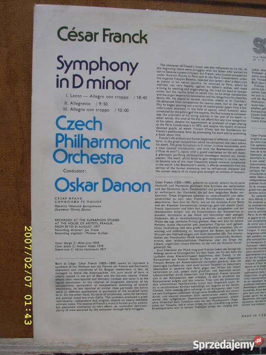 Klasyka LP CESAR FRANCKSYMFONY IN D MINOR klasyczna Wołów sprzedam