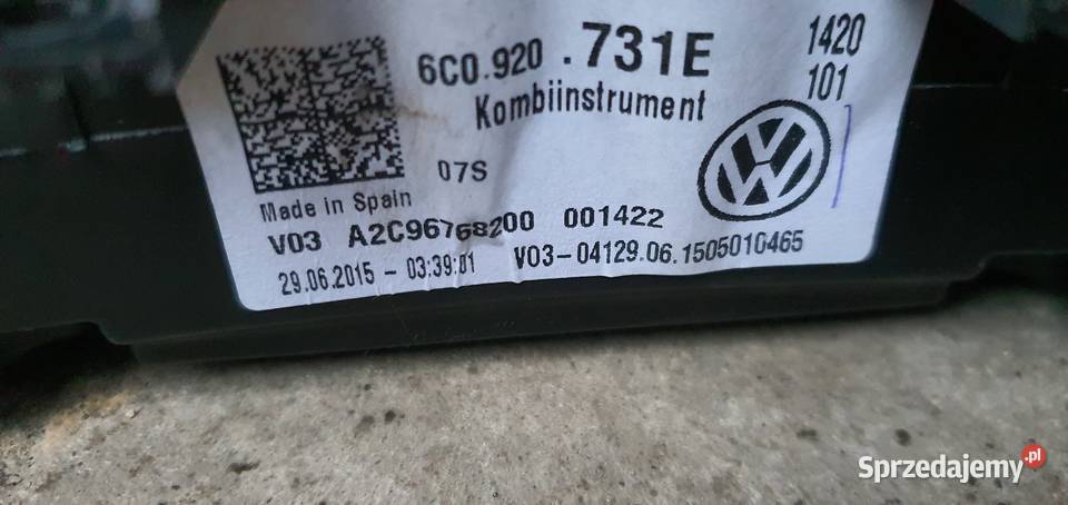 VW POLO 6r LIFT licznik zegary 6C0 920 731E Rok produkcji 2015 Liczniki i zegary Jaworzno sprzedam
