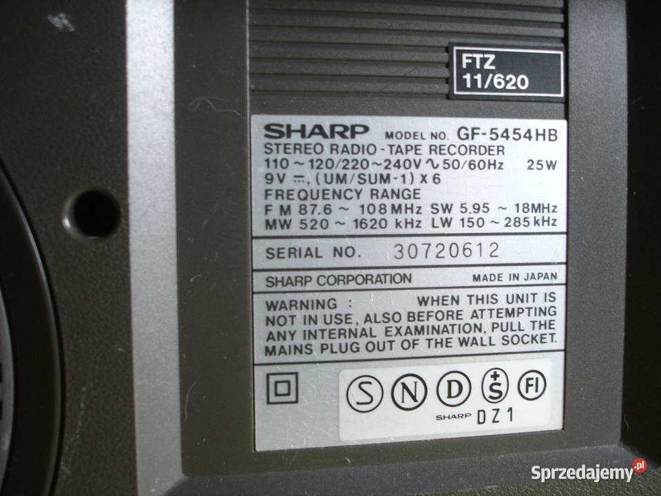 Radiomagnetofon SHARP GF5454HB Zielona Góra