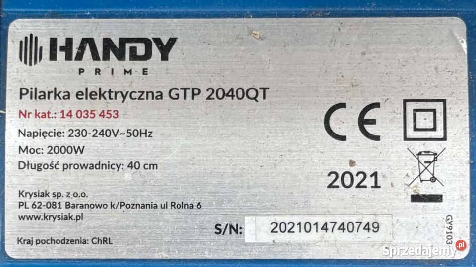 Piła Elektryczna Handy 2kw Elbląg sprzedam