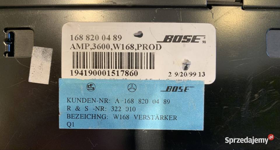 Mercedes Aklasa W168 System grające BOSE komplet Sprzęt audio fabryczny