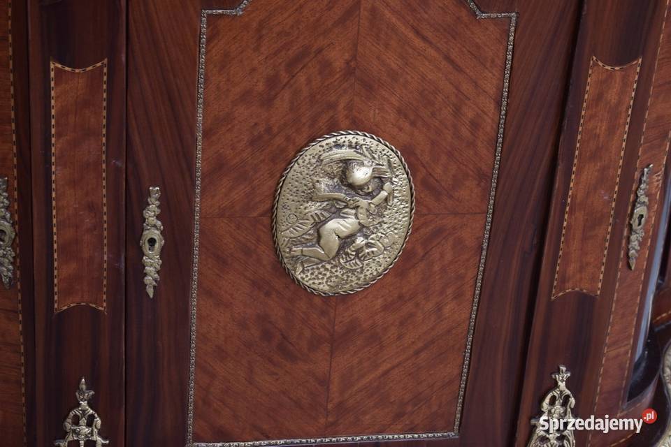 Francuska Komoda Empire Drewno Brąz Gięte Szyby Kraków