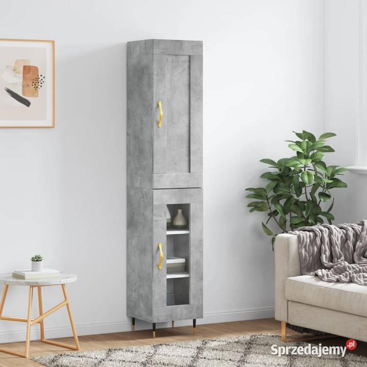 Wysoka szafka szarość betonu 345x34x180 Pozostałe Warszawa