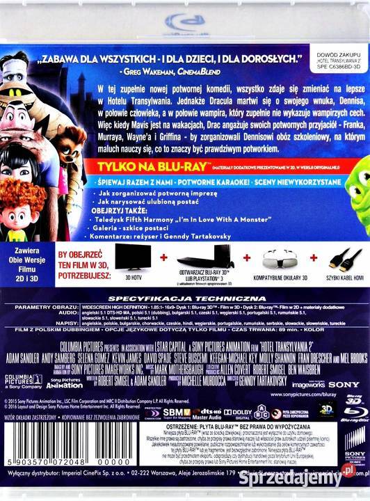 HOTEL TRANSYLWANIA 1 3 5 x BLURAY animowany Kalisz