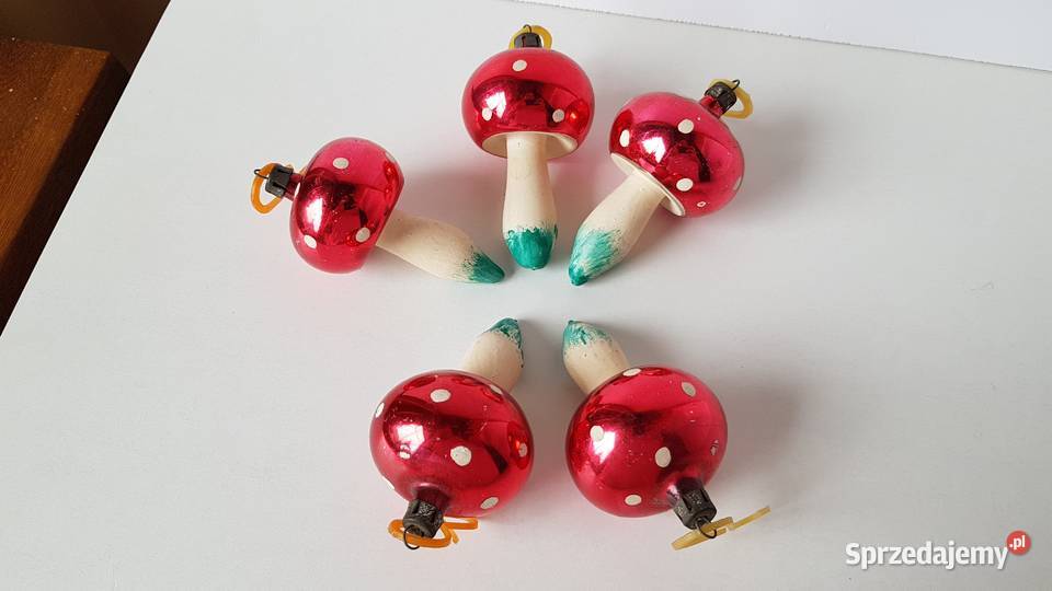 Szklane stare bombki choinkowe grzybki