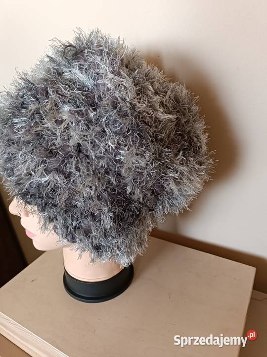 Czapka zimowa handmade szara Elz6 Pozostałe Otwock