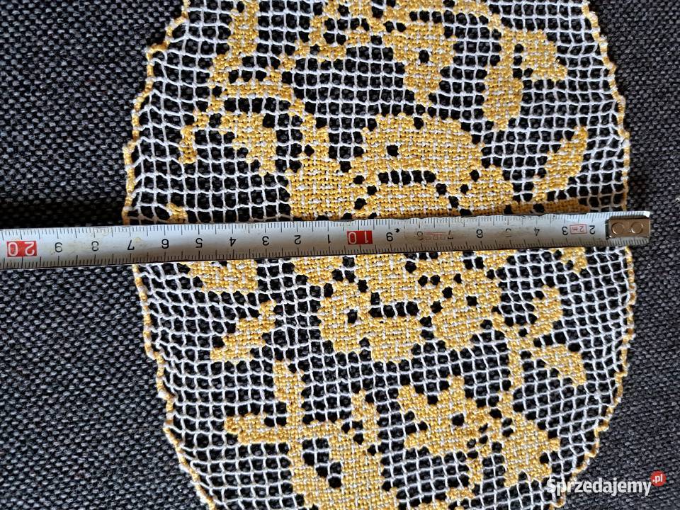 Zestaw 3 serwetek żółtobiałych vintage ecru Łódź