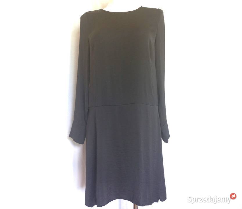Sukienka czarna Długi Rękaw r 3638 Elegancka Białystok