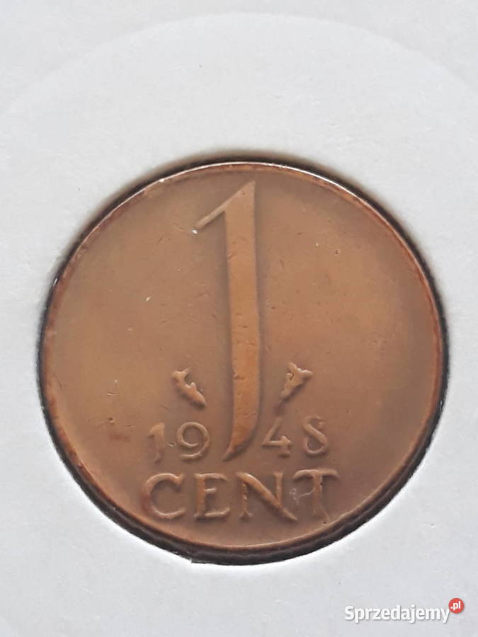 1 Cent Holandia 1948 r Wilhelmina 5 Konin