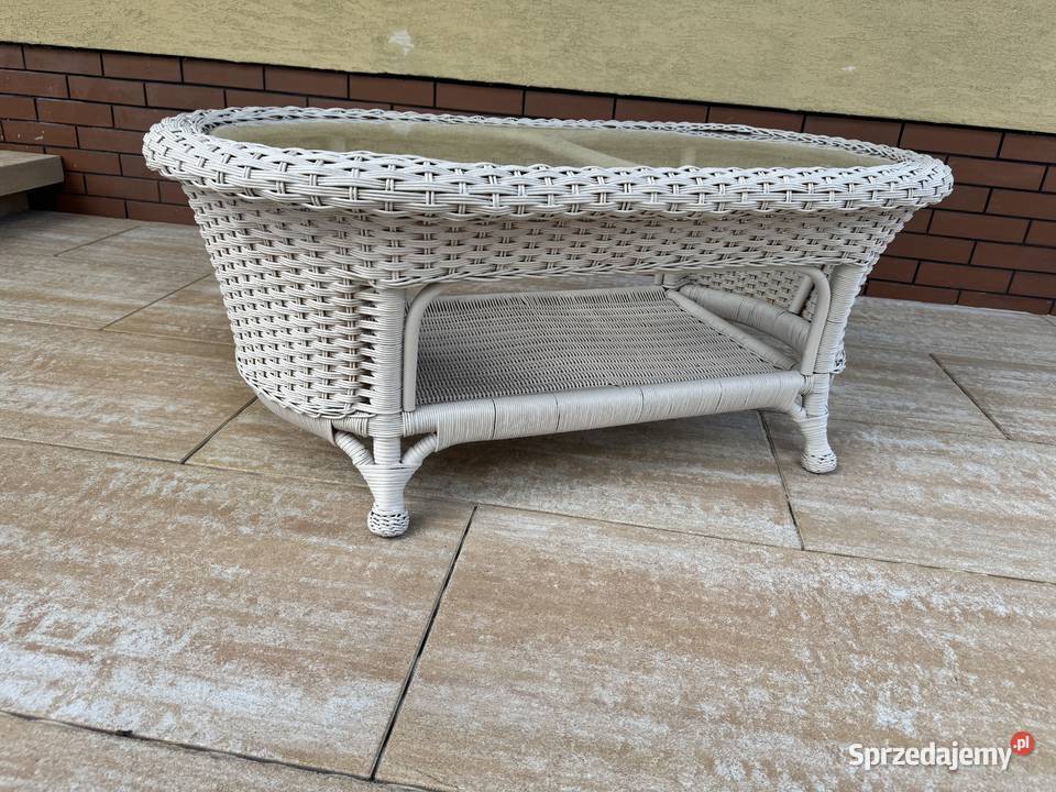 Stolik rattanowy ze szkłem wiklinowy ława taras Garwolin