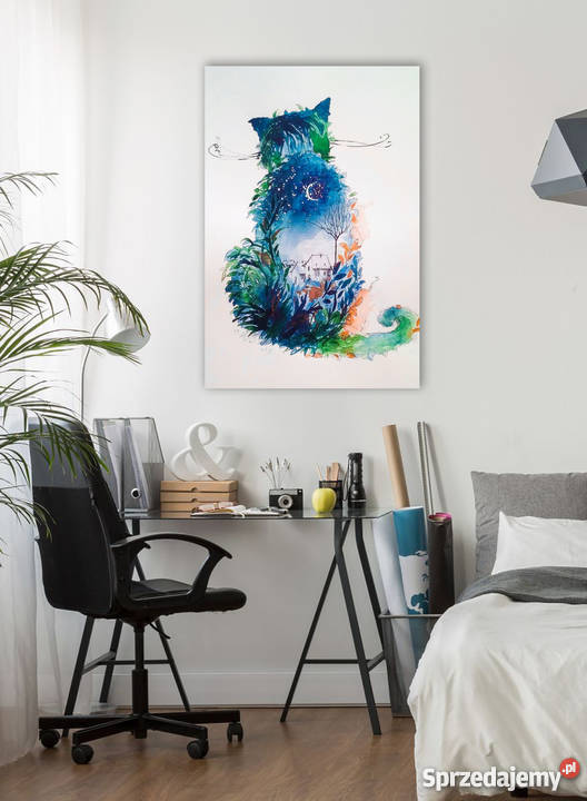 Urocza akwarela KOTEK artystki plastyka Adriany Katowice