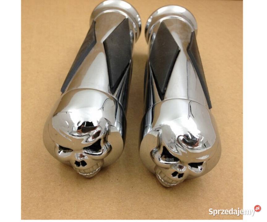 MANETKI CHROMOWANE CZASZKA CRUISER CHOPPER 25 mm Części i akcesoria motocyklowe Sosnowiec