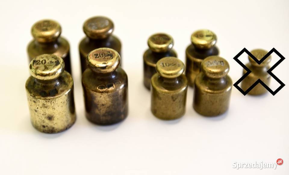 Stare odważniki z mosiądzu łódzkie Łódź