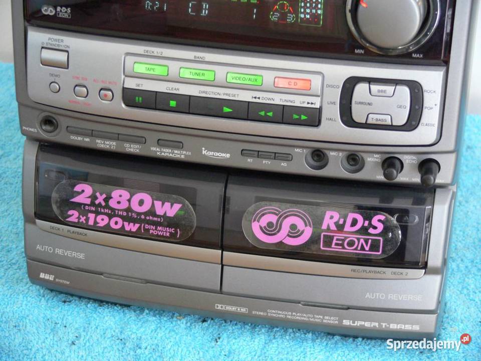 Wieża Aiwa 510 wat AUX CD radio Karaoke mocna Jasło