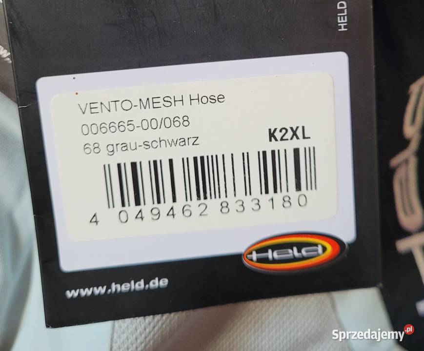 Spodnie motocyklowe HELD Vento Mesh K2XL zachodniopomorskie Szczecin