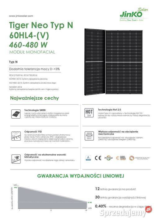 Panele fotowoltaiczne Jinko Solar 460W Lublin