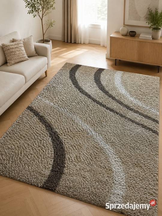 Elegancki dywan shaggy 240 333 beżowobrązowy Łańcut