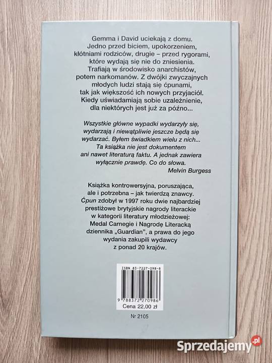 Ćpun Melvin Burgess twarda Proza i poezja Kraków sprzedam