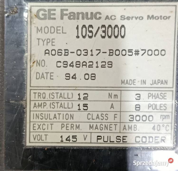 A06B0317B005 FANUC Silnik servo 10S3000 Kraków
