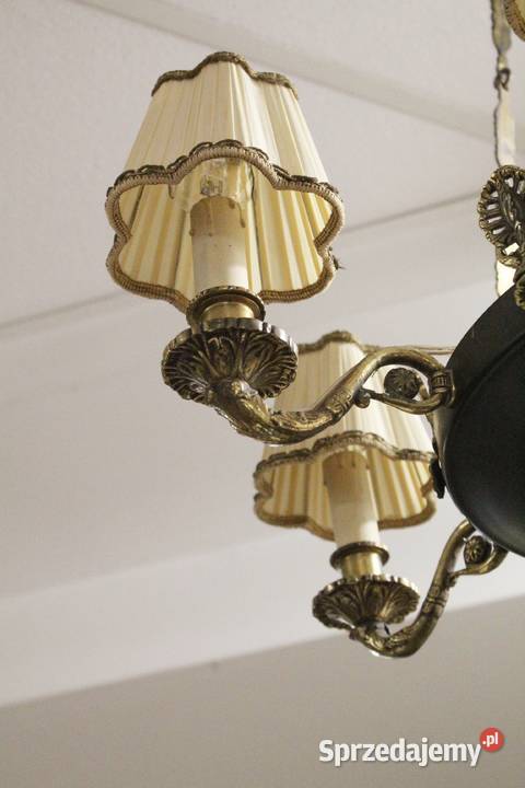 Lampa wisząca żyrandol metal i mosiądz 6 ramion Antyki