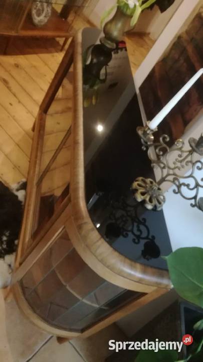 Witryna komoda prl retro vintage czarne szklo Pozostałe sprzedam