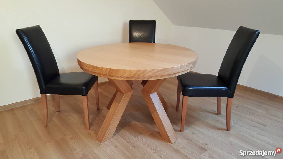 Nowoczesny stół dębowy okrągły fornirowany Krosno