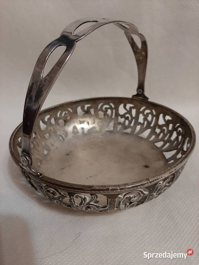 Śliczny platerowany koszyczekpatera sygnowany Antyki Inowrocław