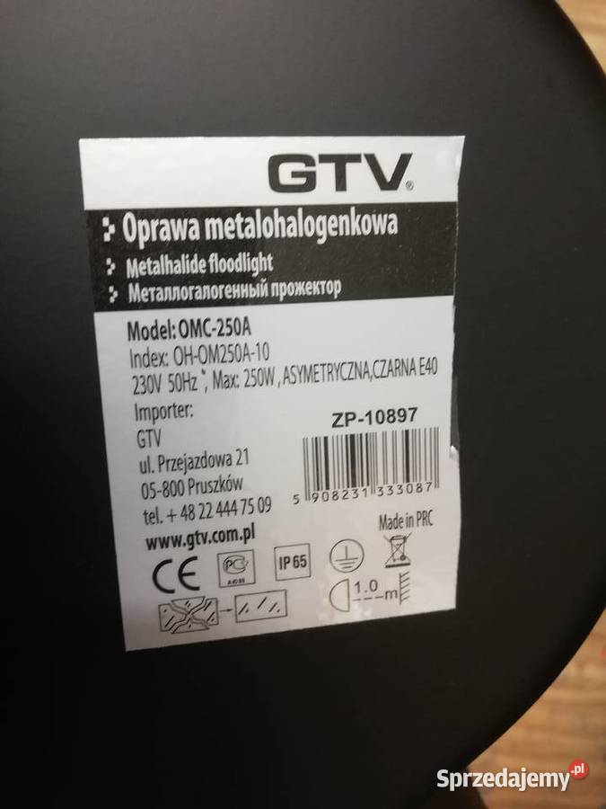 Oprawa GTV model OMC250A asymetryczna czarna E40 Dąbrowa Górnicza sprzedam